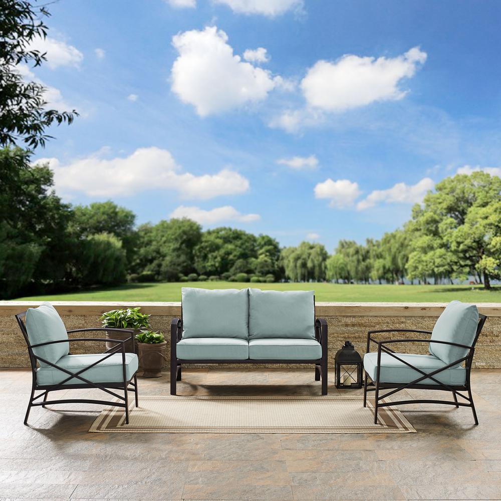 Kaplan 3Pc Outdoor Loveseat Patio Furniture Set – Loveseat & 2 Chairs