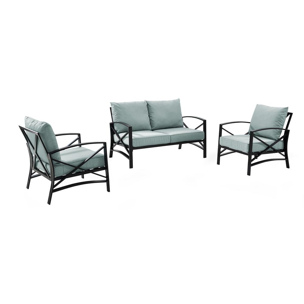 Kaplan 3Pc Outdoor Loveseat Patio Furniture Set – Loveseat & 2 Chairs