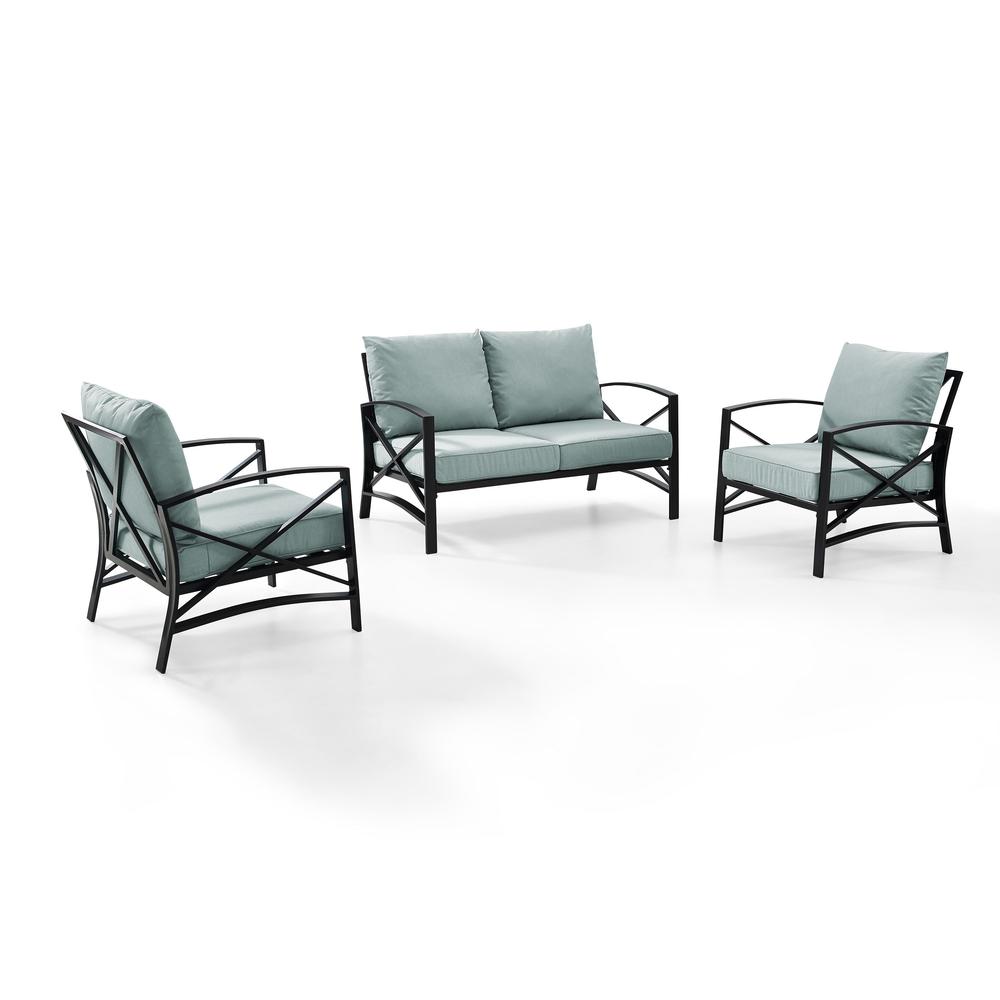 Kaplan 3Pc Outdoor Loveseat Patio Furniture Set – Loveseat & 2 Chairs