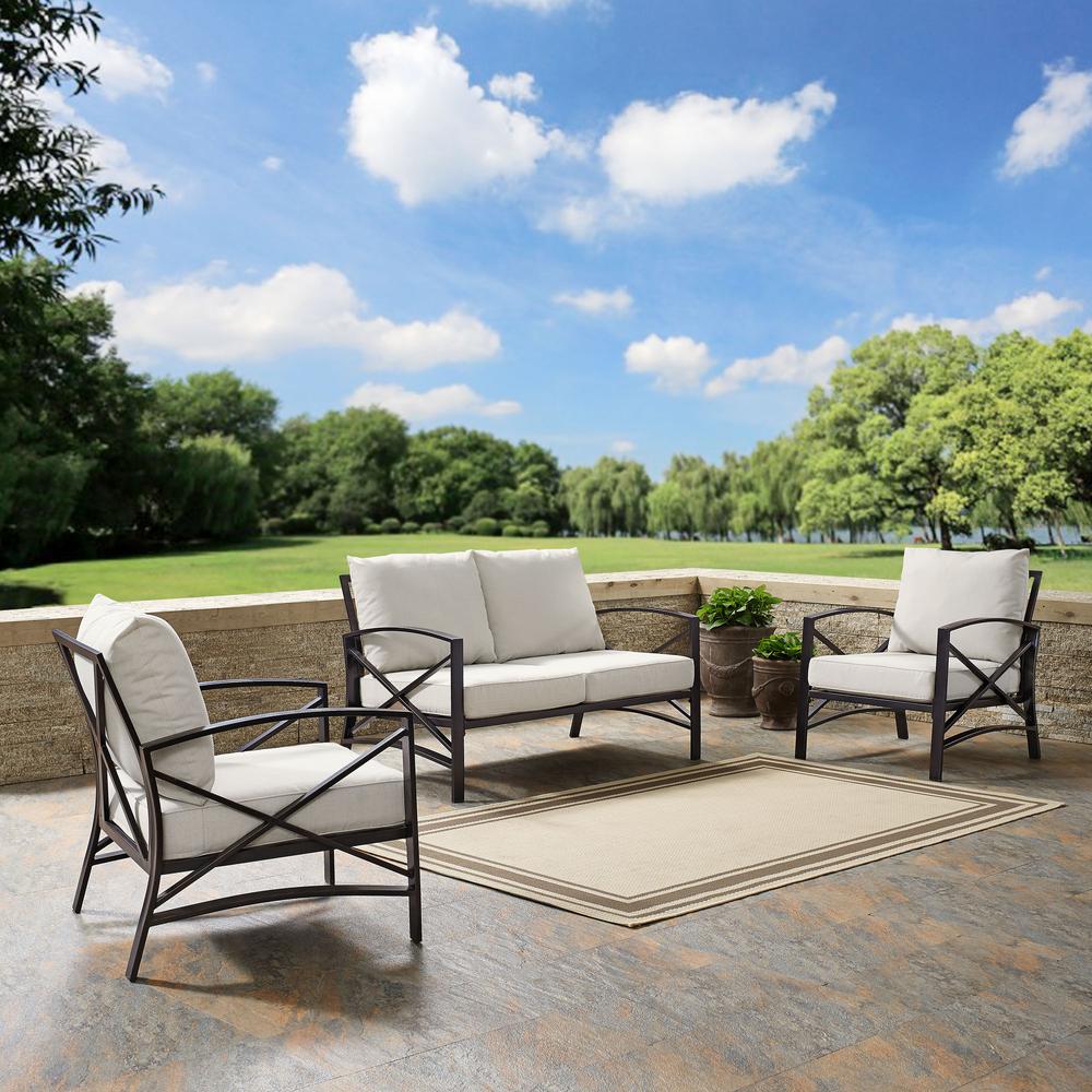 Kaplan 3Pc Outdoor Loveseat Patio Furniture Set – Loveseat & 2 Chairs