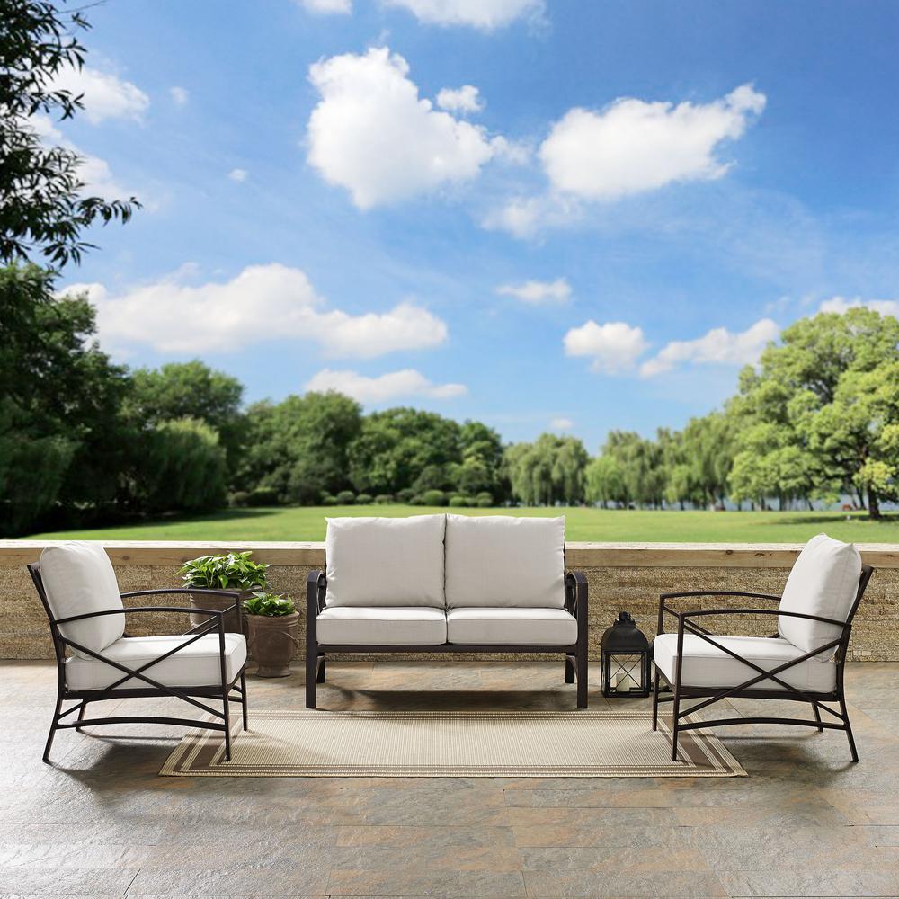 Kaplan 3Pc Outdoor Loveseat Patio Furniture Set – Loveseat & 2 Chairs