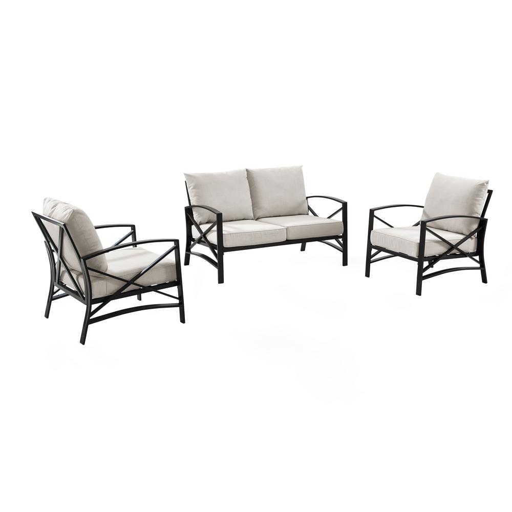 Kaplan 3Pc Outdoor Loveseat Patio Furniture Set – Loveseat & 2 Chairs