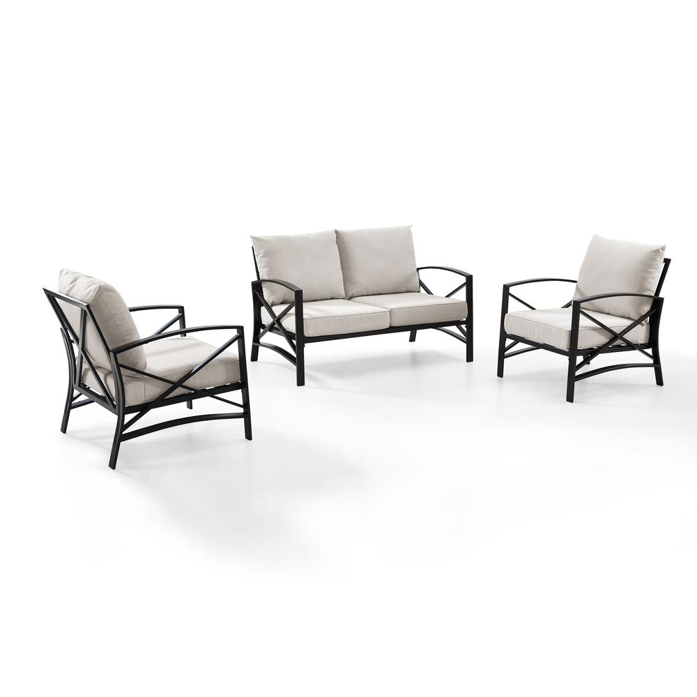 Kaplan 3Pc Outdoor Loveseat Patio Furniture Set – Loveseat & 2 Chairs