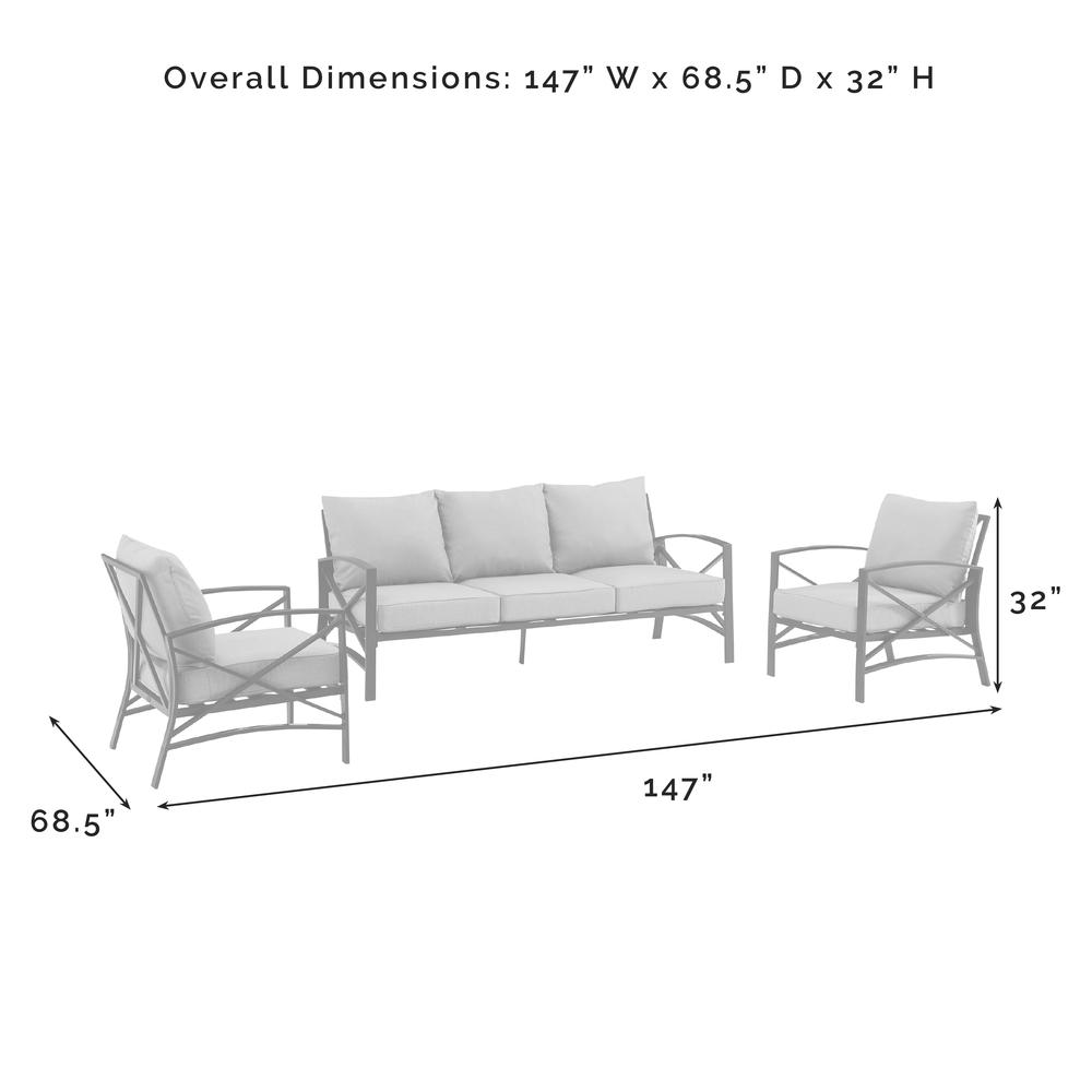 Kaplan 3Pc Outdoor Sofa Patio Furniture Set – Sofa & 2 Arm Chairs