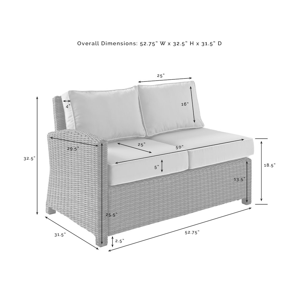 Bradenton Wicker Outdoor Sectional Left Side Loveseat