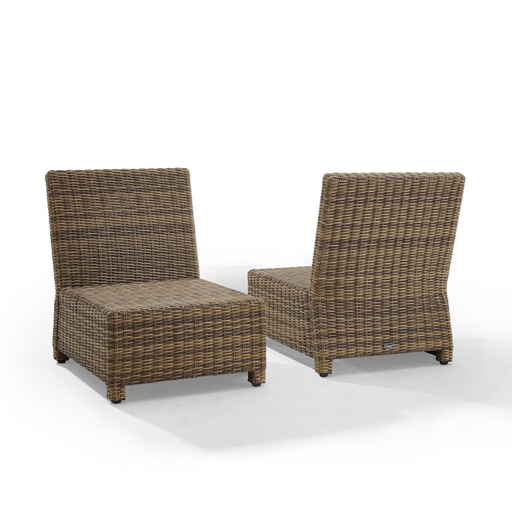 Bradenton 2Pc Armless Wicker Outdoor Chair Set – 2 Armless Chairs