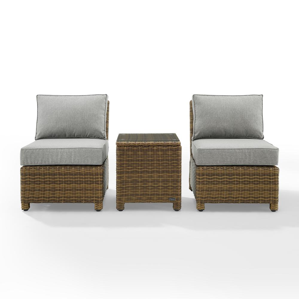 Bradenton 3Pc Armless Wicker Outdoor Chair Set – Side Table & 2 Armless Chairs