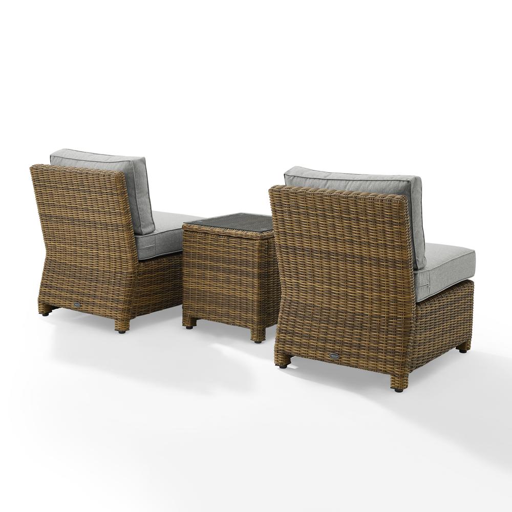 Bradenton 3Pc Armless Wicker Outdoor Chair Set – Side Table & 2 Armless Chairs
