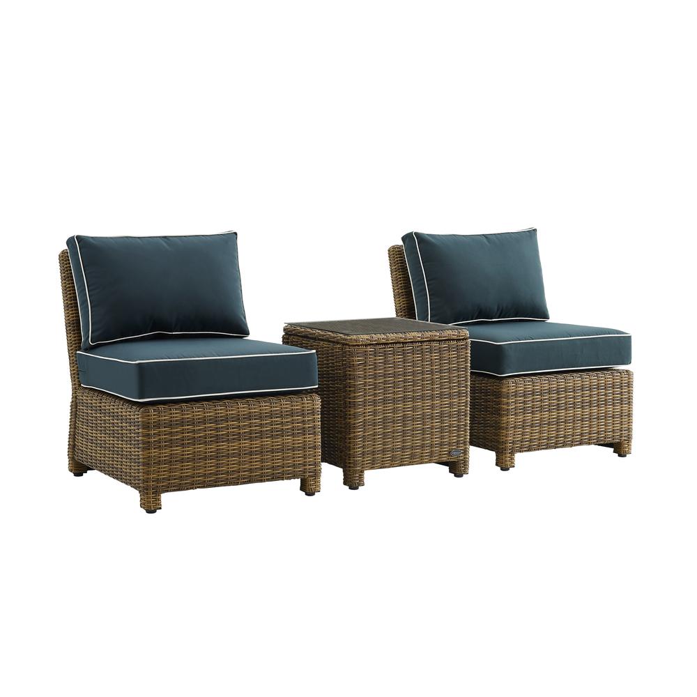 Bradenton 3Pc Armless Wicker Outdoor Chair Set – Side Table & 2 Armless Chairs