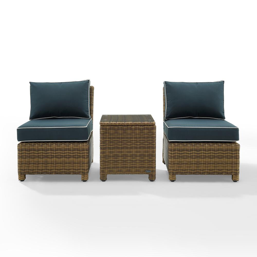 Bradenton 3Pc Armless Wicker Outdoor Chair Set – Side Table & 2 Armless Chairs