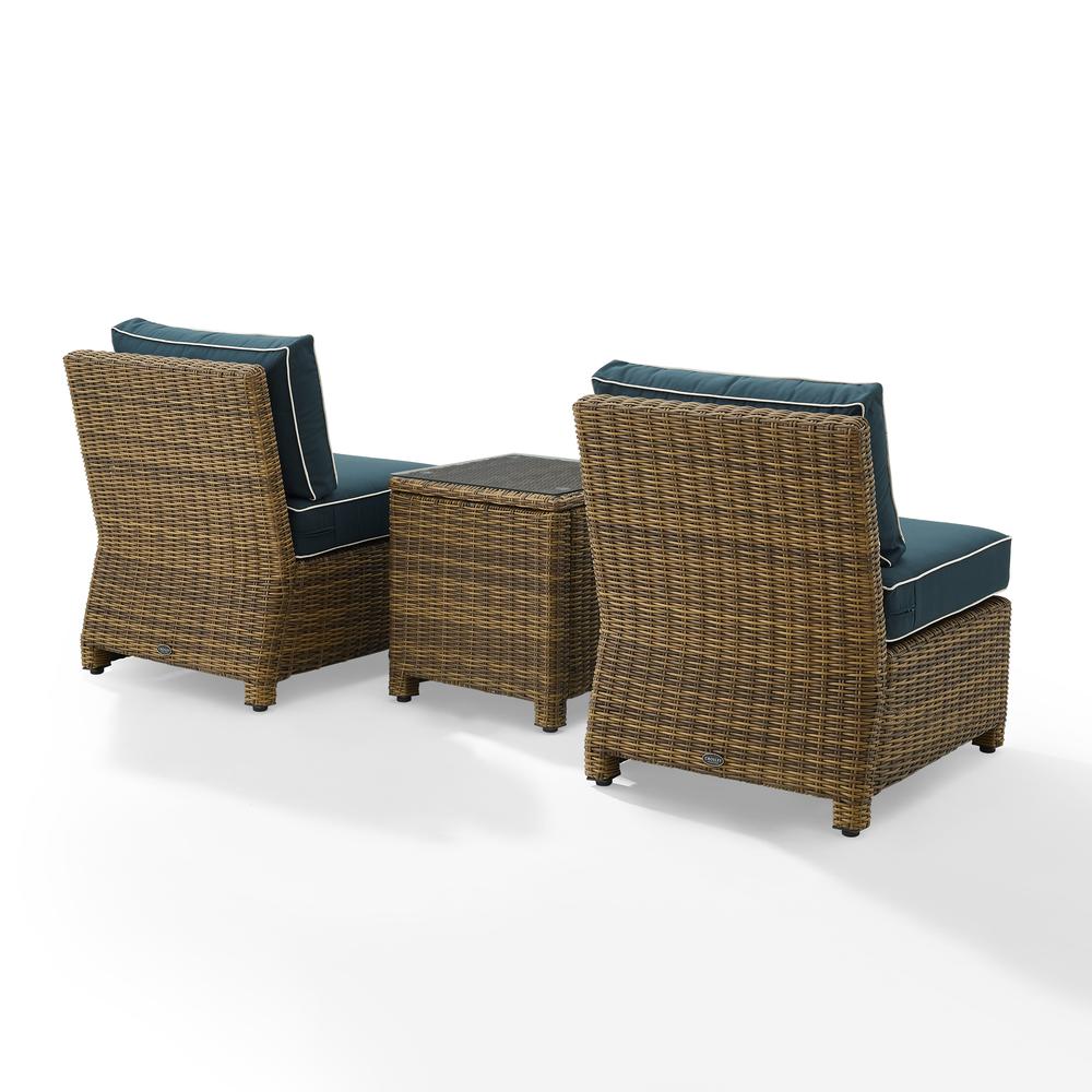 Bradenton 3Pc Armless Wicker Outdoor Chair Set – Side Table & 2 Armless Chairs