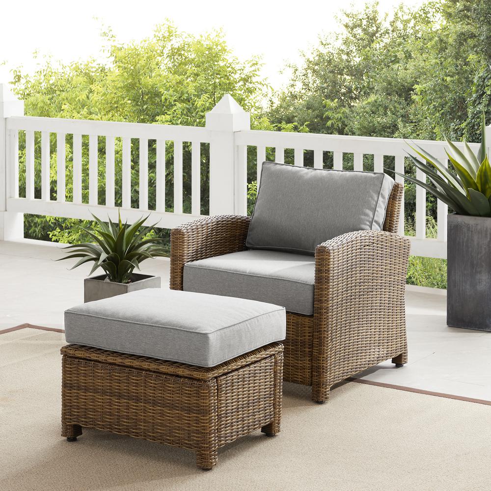 Bradenton 2Pc Wicker Outdoor Chair Set – Armchair & Ottoman
