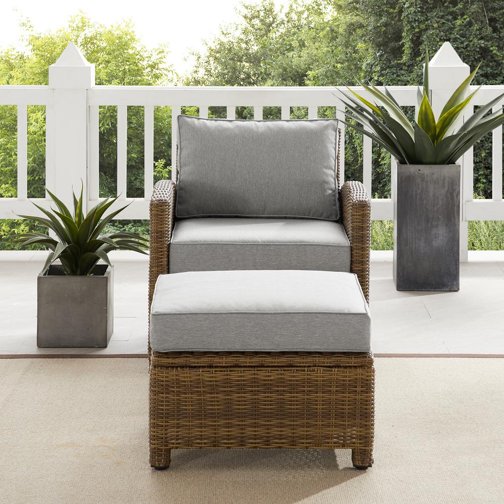 Bradenton 2Pc Wicker Outdoor Chair Set – Armchair & Ottoman