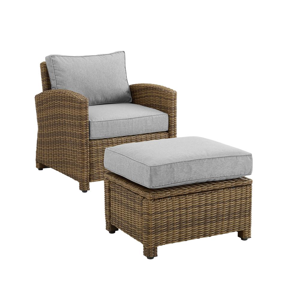 Bradenton 2Pc Wicker Outdoor Chair Set – Armchair & Ottoman