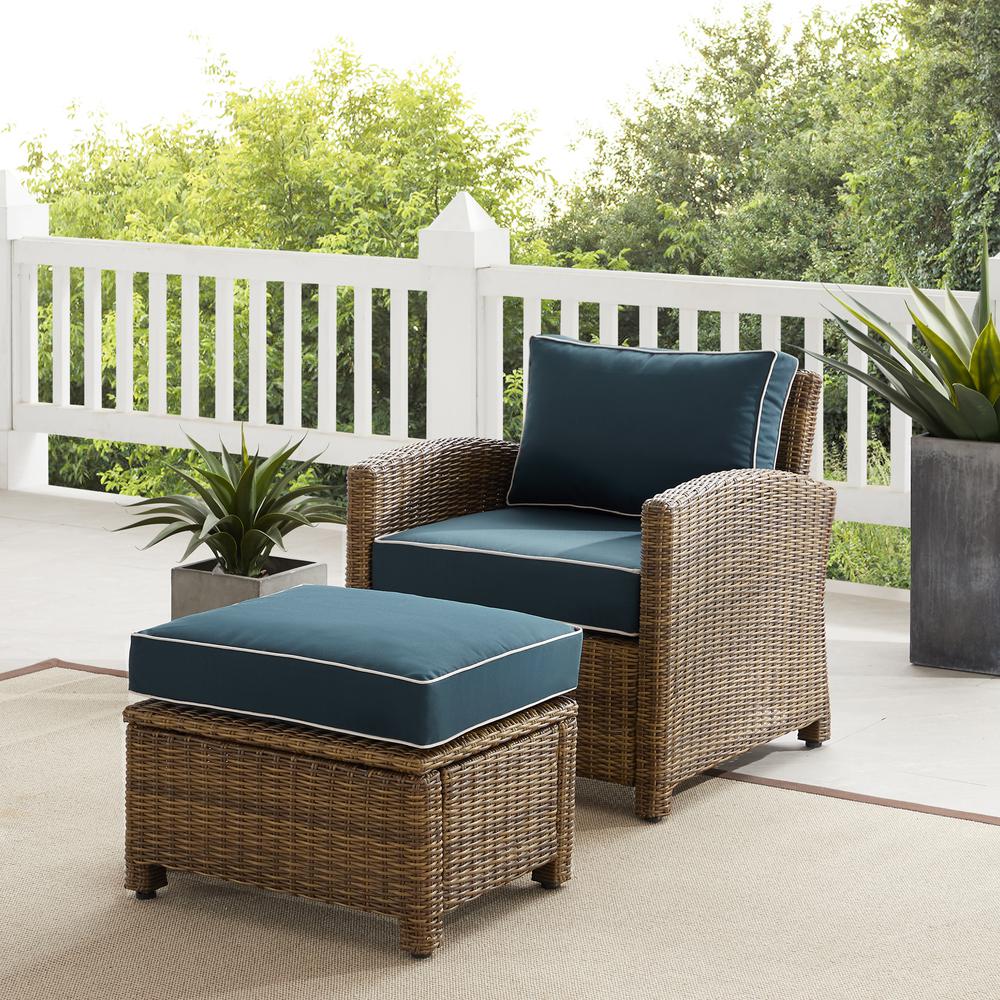 Bradenton 2Pc Wicker Outdoor Chair Set – Armchair & Ottoman