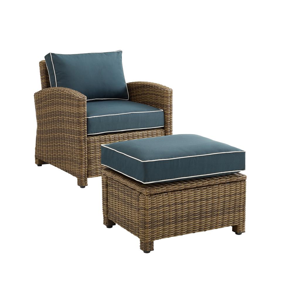 Bradenton 2Pc Wicker Outdoor Chair Set – Armchair & Ottoman