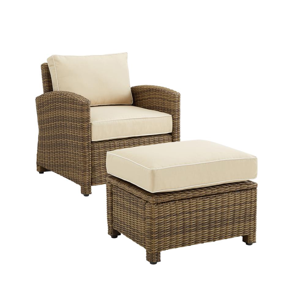 Bradenton 2Pc Wicker Outdoor Chair Set – Armchair & Ottoman
