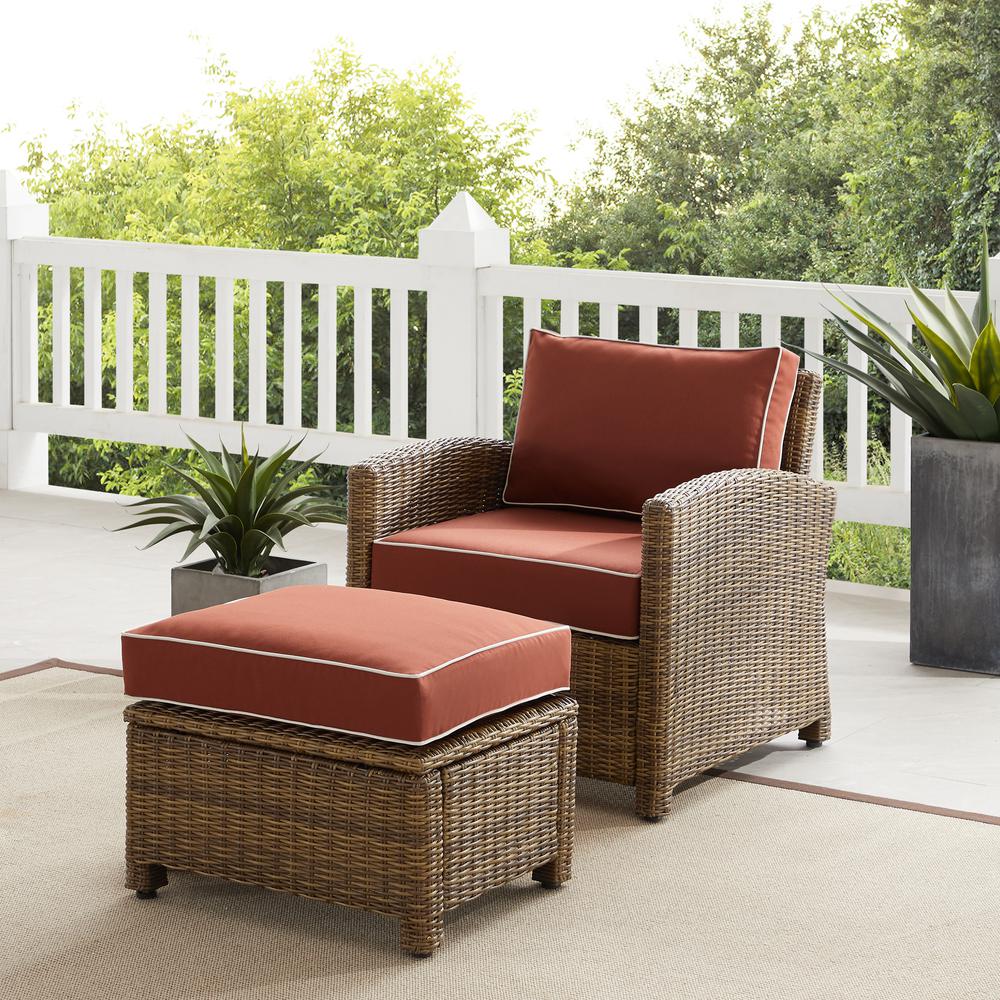 Bradenton 2Pc Wicker Outdoor Chair Set – Armchair & Ottoman