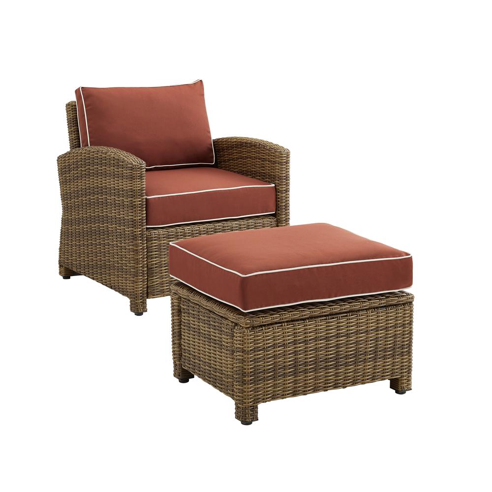 Bradenton 2Pc Wicker Outdoor Chair Set – Armchair & Ottoman