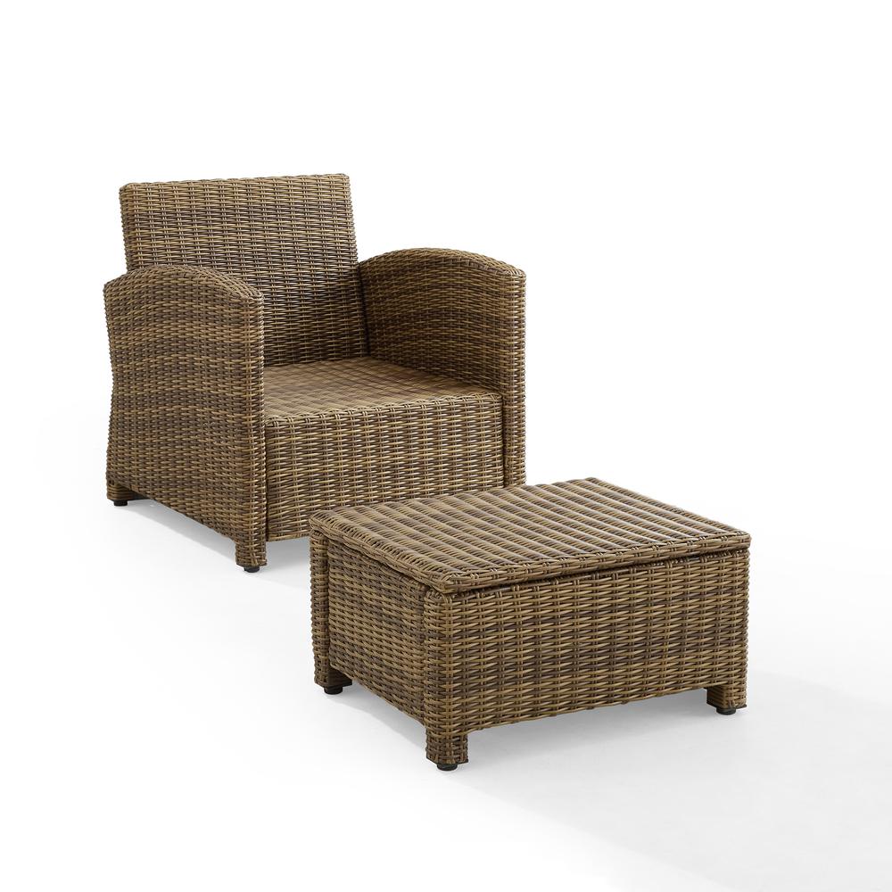 Bradenton 2Pc Wicker Outdoor Chair Set – Armchair & Ottoman