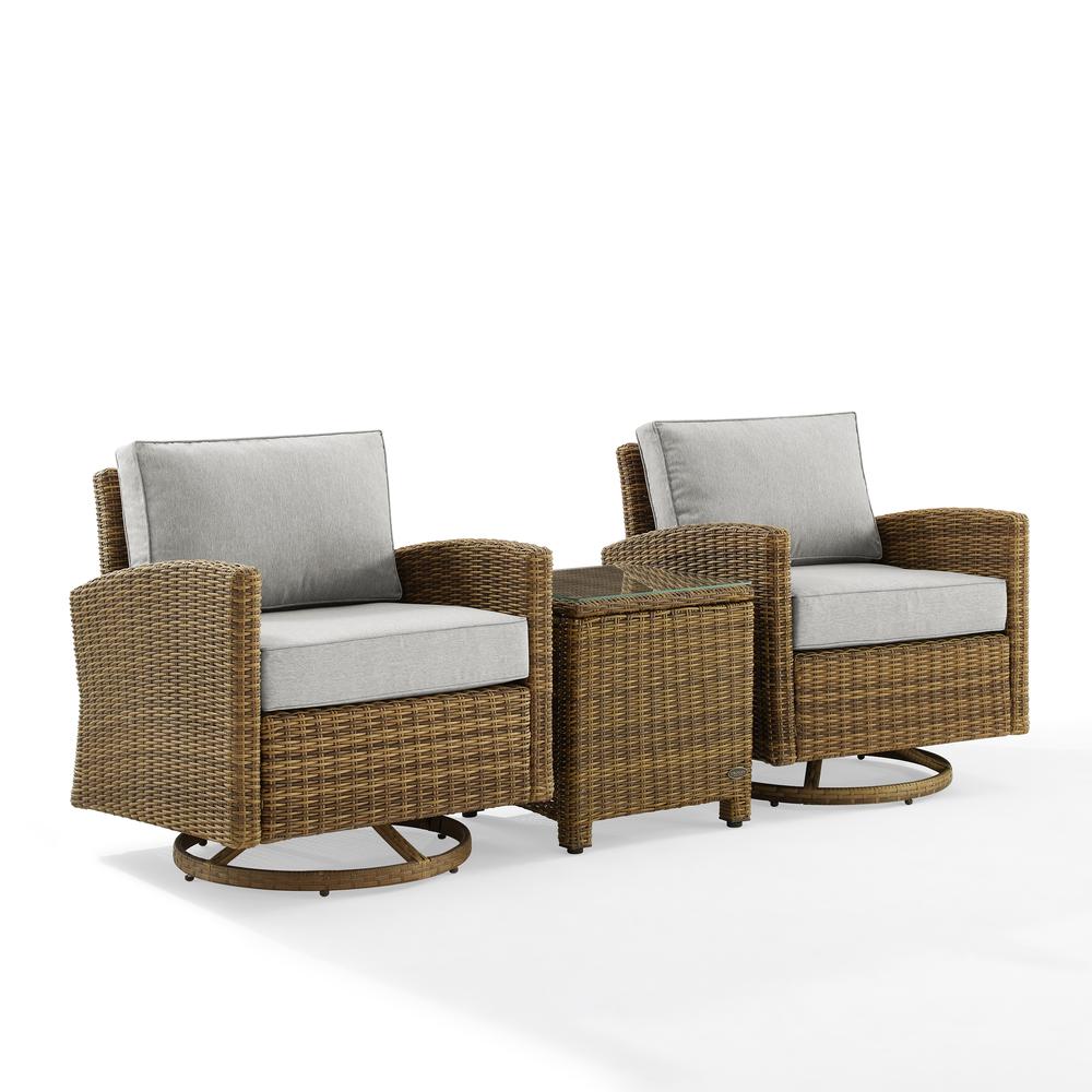 Bradenton 3Pc Wicker Swivel Rocker Outdoor Chair Set