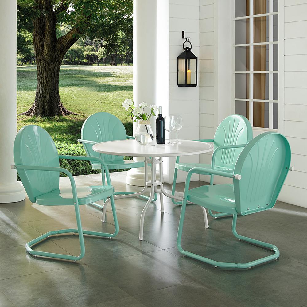 Griffith 5Pc Round Retro Outdoor Dining Set – Table & 4 Chairs