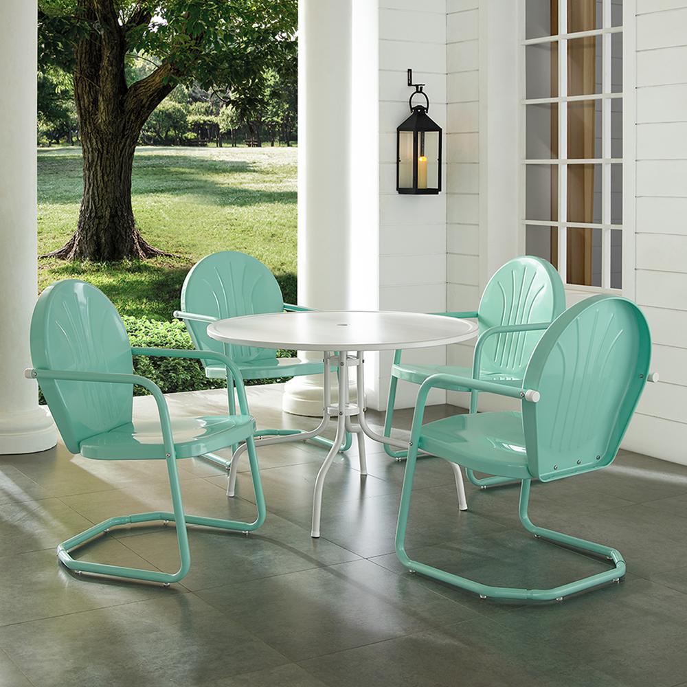 Griffith 5Pc Round Retro Outdoor Dining Set – Table & 4 Chairs