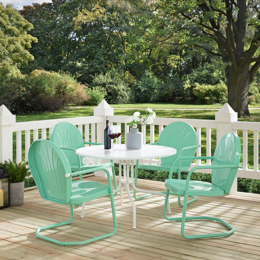 Griffith 5Pc Round Retro Outdoor Dining Set – Table & 4 Chairs