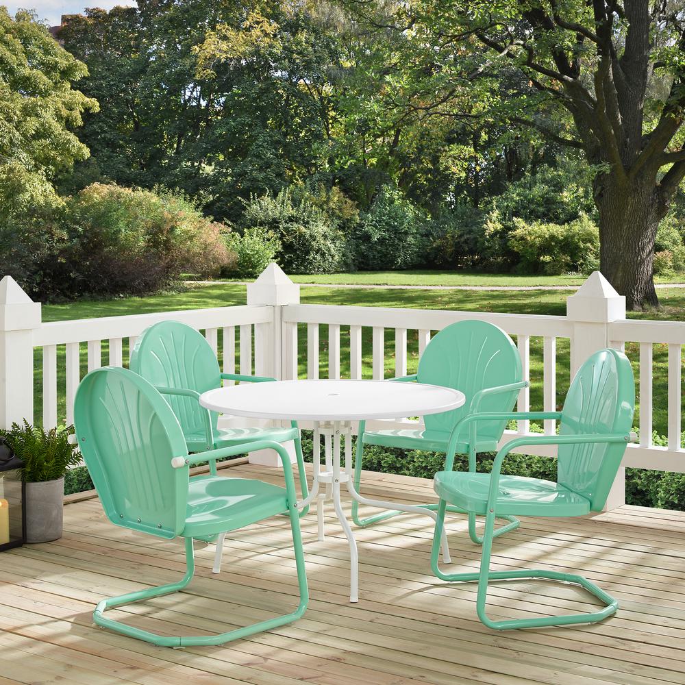 Griffith 5Pc Round Retro Outdoor Dining Set – Table & 4 Chairs