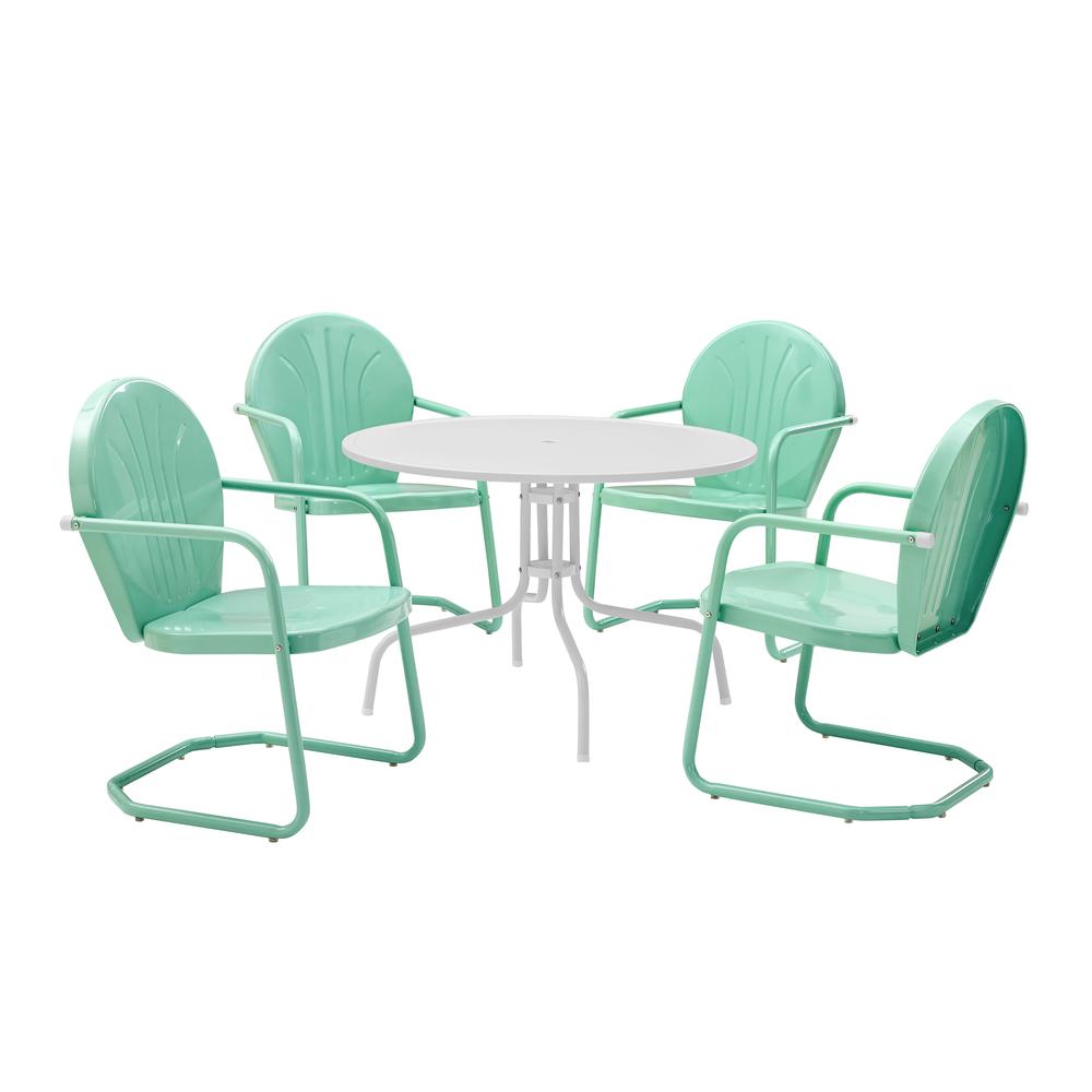 Griffith 5Pc Round Retro Outdoor Dining Set – Table & 4 Chairs