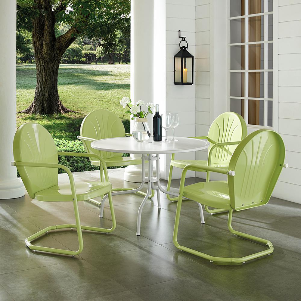 Griffith 5Pc Round Retro Outdoor Dining Set – Table & 4 Chairs