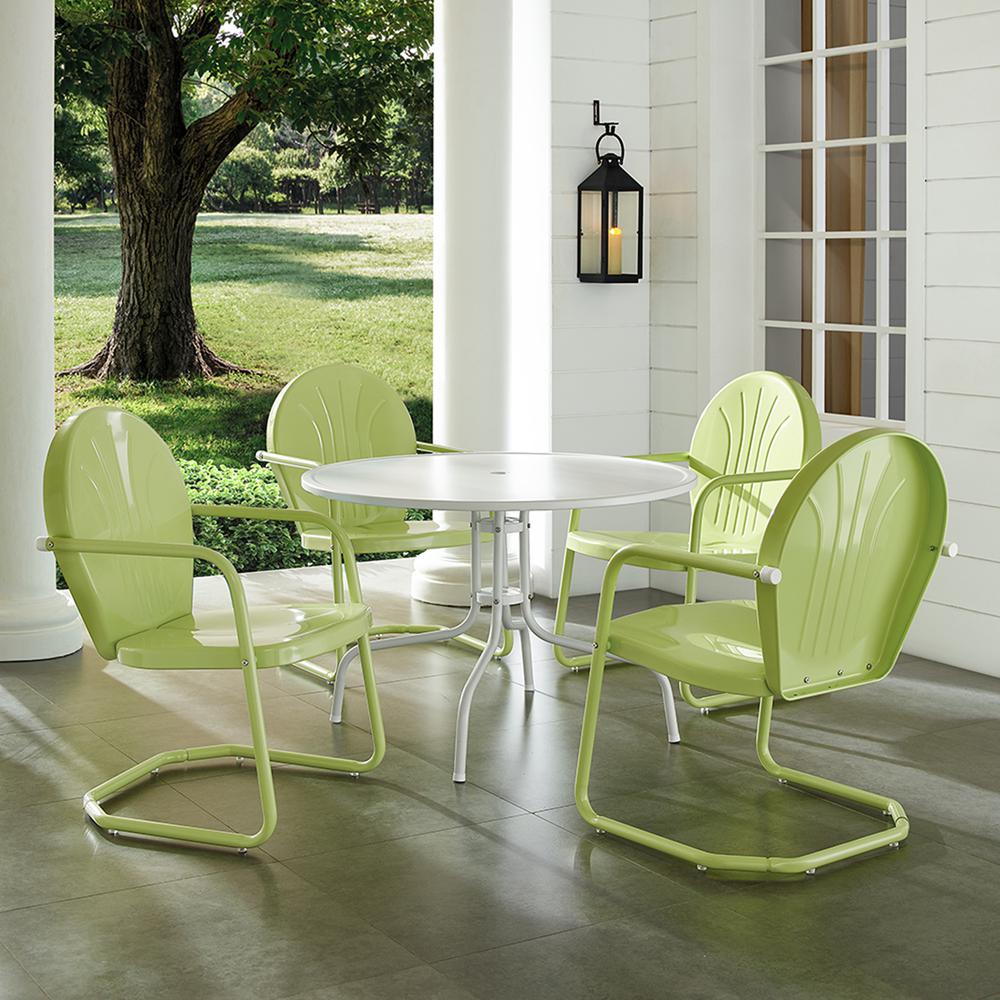 Griffith 5Pc Round Retro Outdoor Dining Set – Table & 4 Chairs