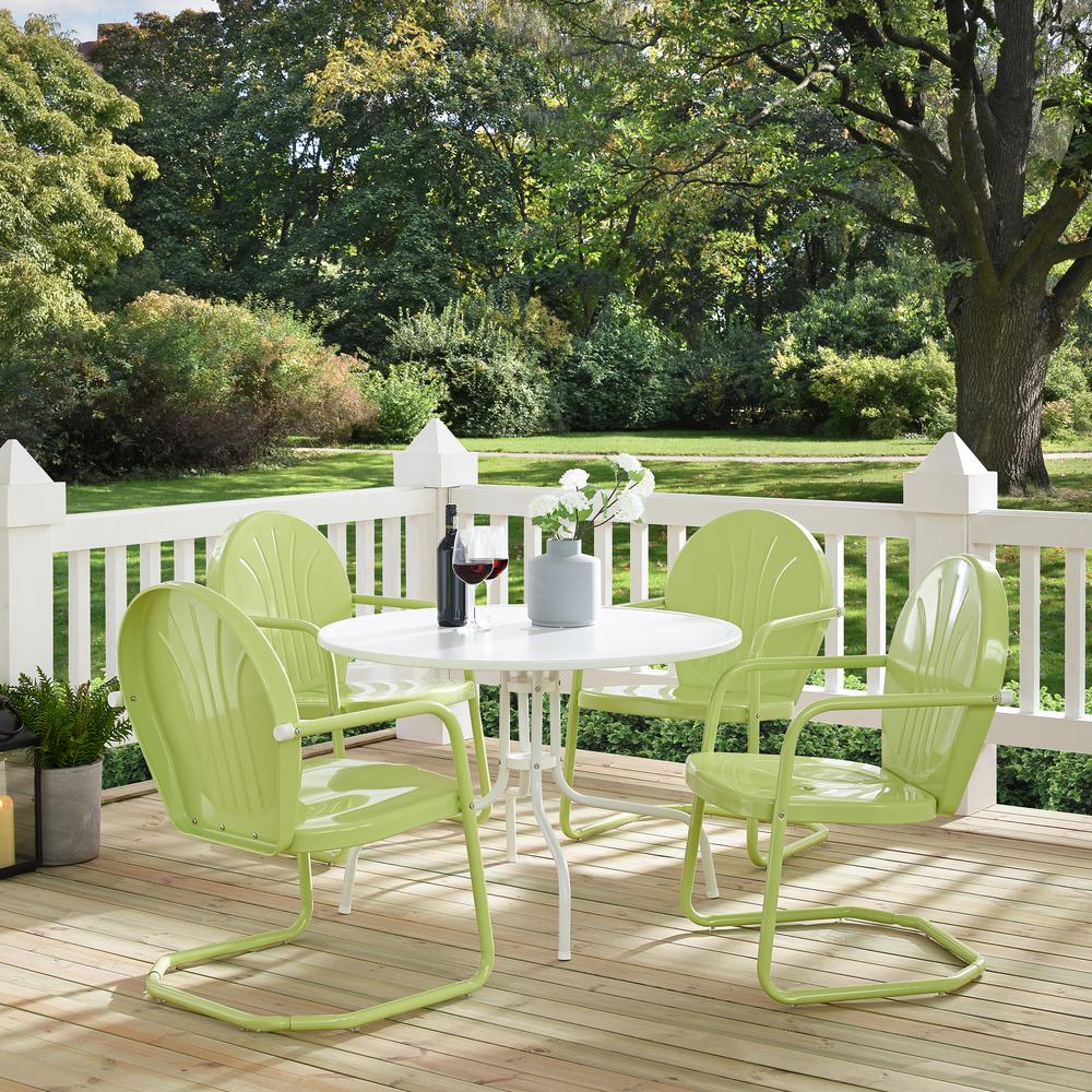 Griffith 5Pc Round Retro Outdoor Dining Set – Table & 4 Chairs