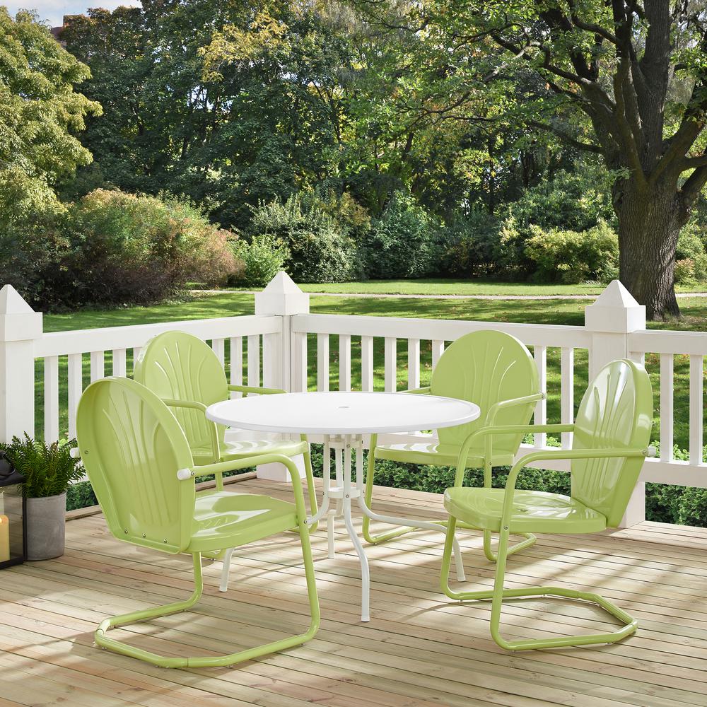 Griffith 5Pc Round Retro Outdoor Dining Set – Table & 4 Chairs