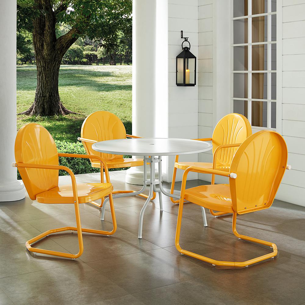 Griffith 5Pc Round Retro Outdoor Dining Set – Table & 4 Chairs