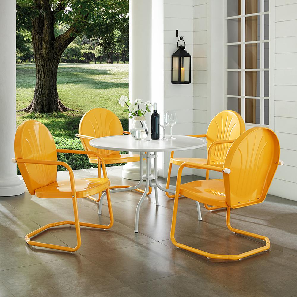 Griffith 5Pc Round Retro Outdoor Dining Set – Table & 4 Chairs