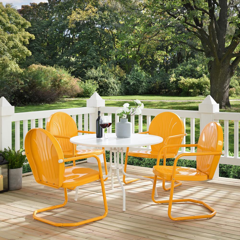 Griffith 5Pc Round Retro Outdoor Dining Set – Table & 4 Chairs