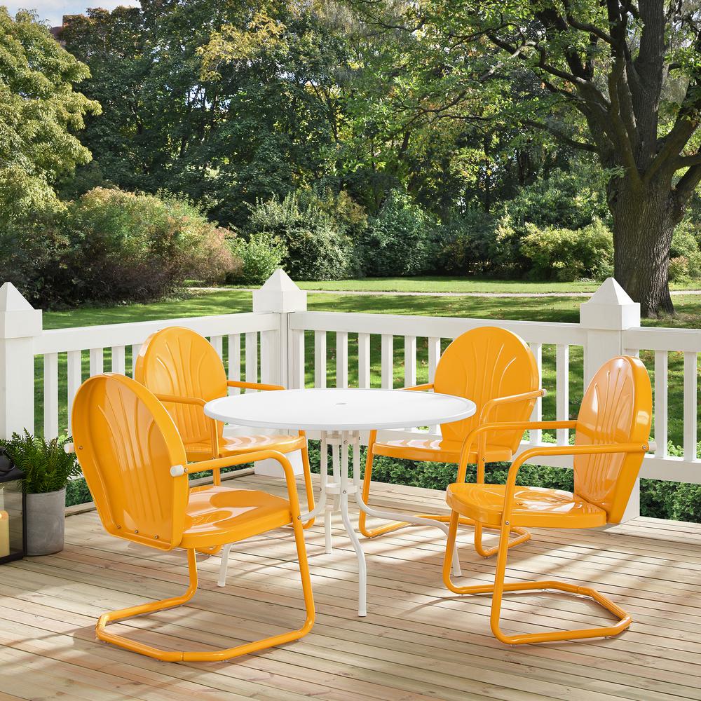 Griffith 5Pc Round Retro Outdoor Dining Set – Table & 4 Chairs