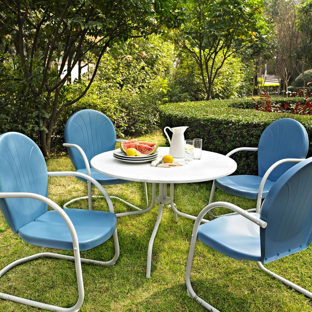 Griffith 5Pc Round Retro Outdoor Dining Set – Table & 4 Chairs