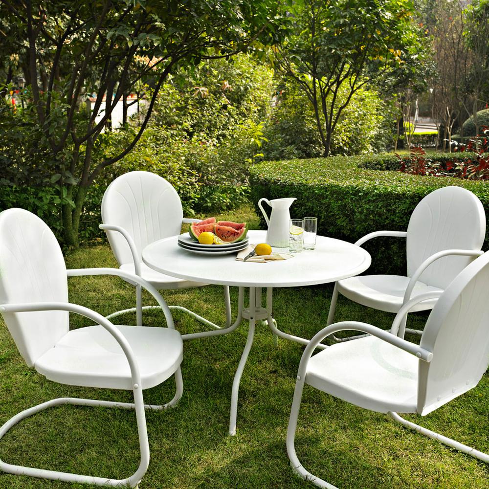 Griffith 5Pc Round Retro Outdoor Dining Set – Table & 4 Chairs