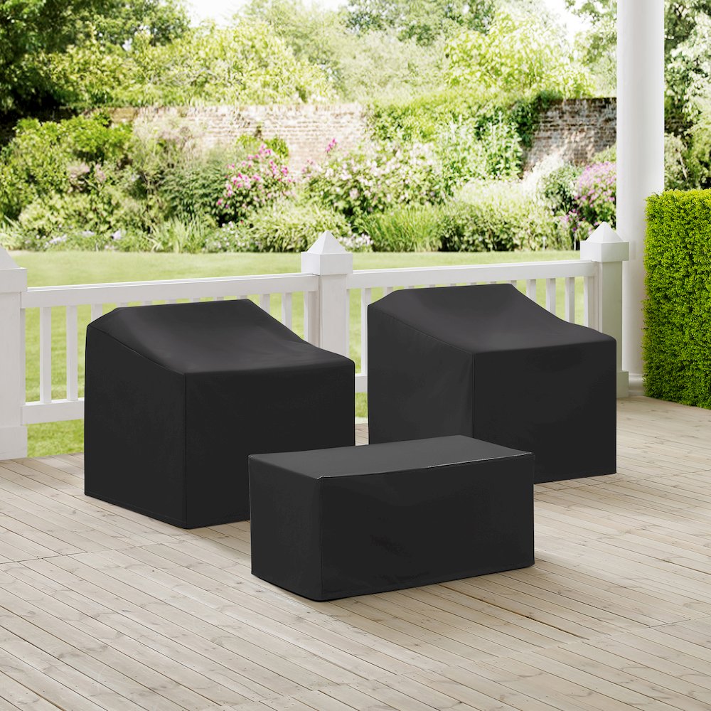 3Pc Outdoor Furniture Cover Set – 2 Chairs & Coffee Table
