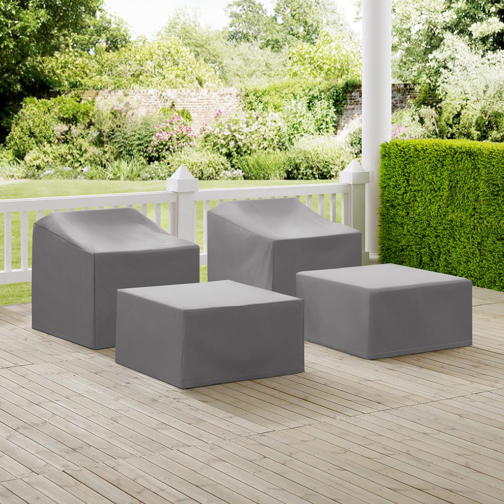 4Pc Outdoor Furniture Cover Set – 2 Arm Chairs & 2 Ottomans