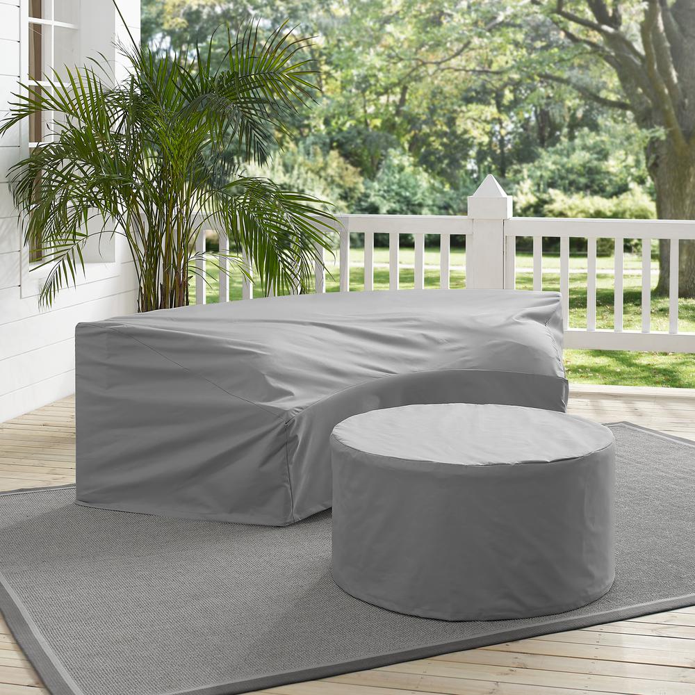 Catalina 2Pc Outdoor Furniture Cover Set – Round Sectional Sofa & Coffee Table
