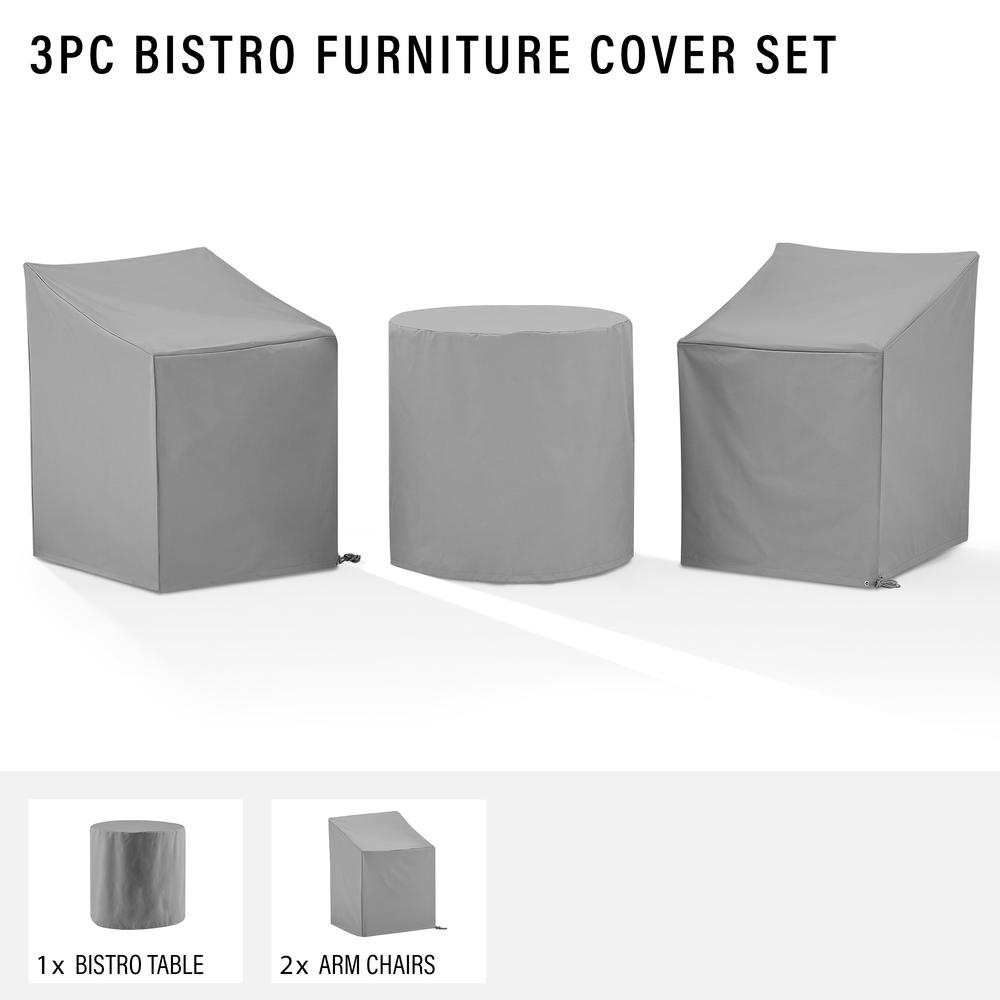 3Pc Outdoor Bistro Furniture Cover Set – 2 Dining Arm Chairs & 1 Bistro Table