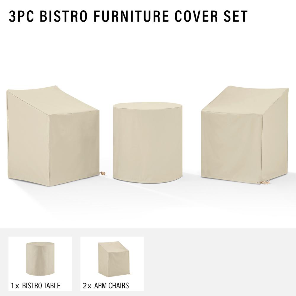 3Pc Outdoor Bistro Furniture Cover Set – 2 Dining Arm Chairs & 1 Bistro Table