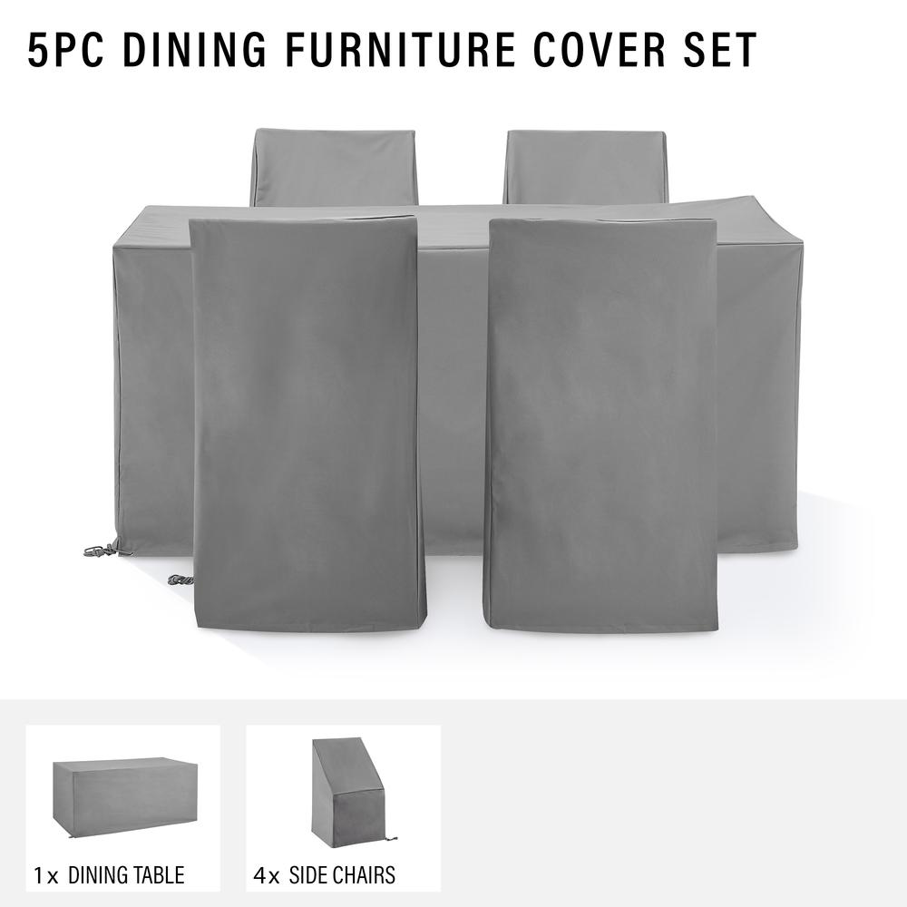 5Pc Outdoor Dining Furniture Cover Set – 4 Dining Side Chairs & 1 Dining Table