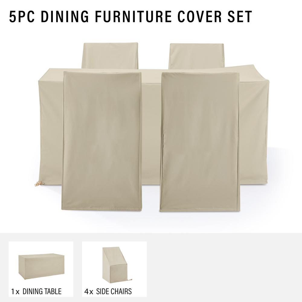 5Pc Outdoor Dining Furniture Cover Set – 4 Dining Side Chairs & 1 Dining Table
