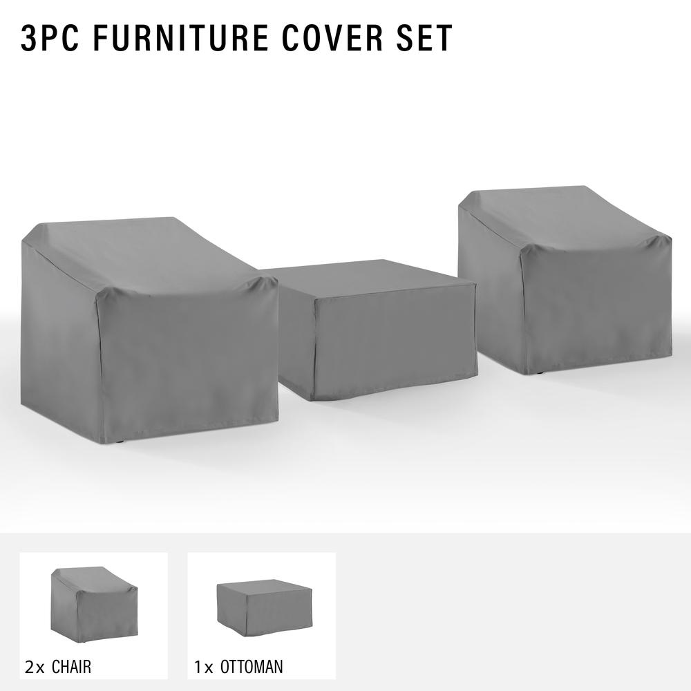 3Pc Outdoor Furniture Cover Set – 2 Chairs & 1 Square Table/Ottoman