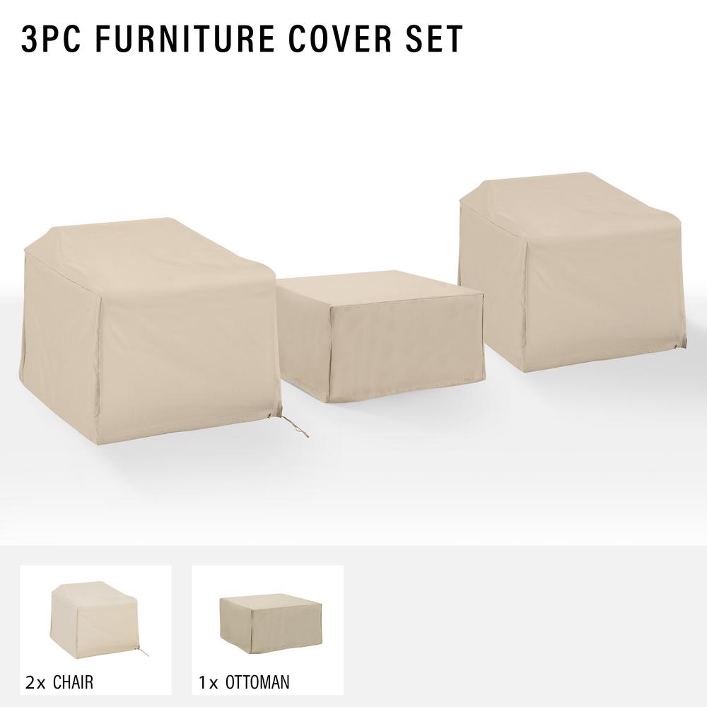 3Pc Outdoor Furniture Cover Set – 2 Chairs & 1 Square Table/Ottoman