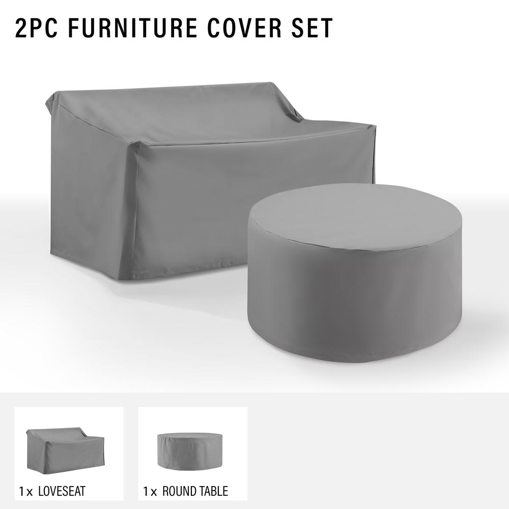 2Pc Outdoor Furniture Cover Set – Loveseat & Round Table
